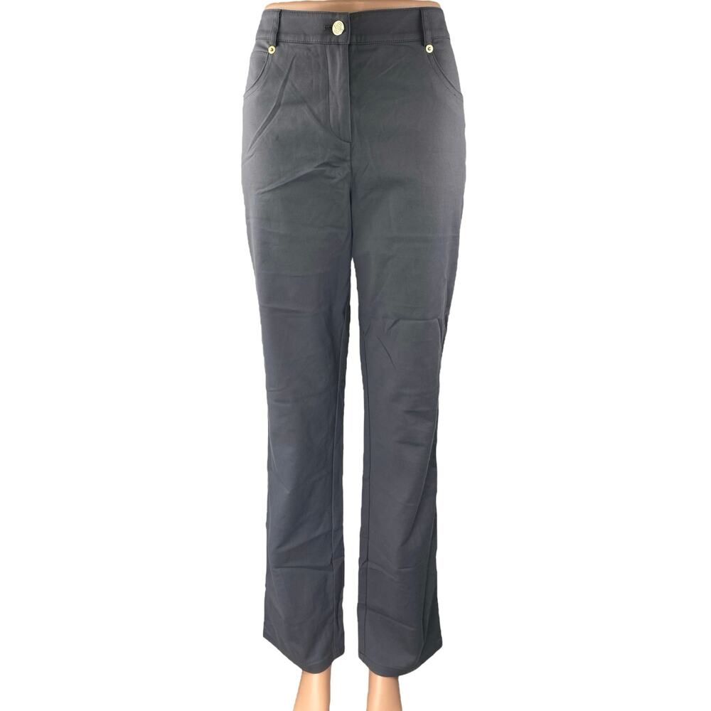 St. John Women's Black High Waisted Flared Bootcut Trousers Dress Pants Size 6